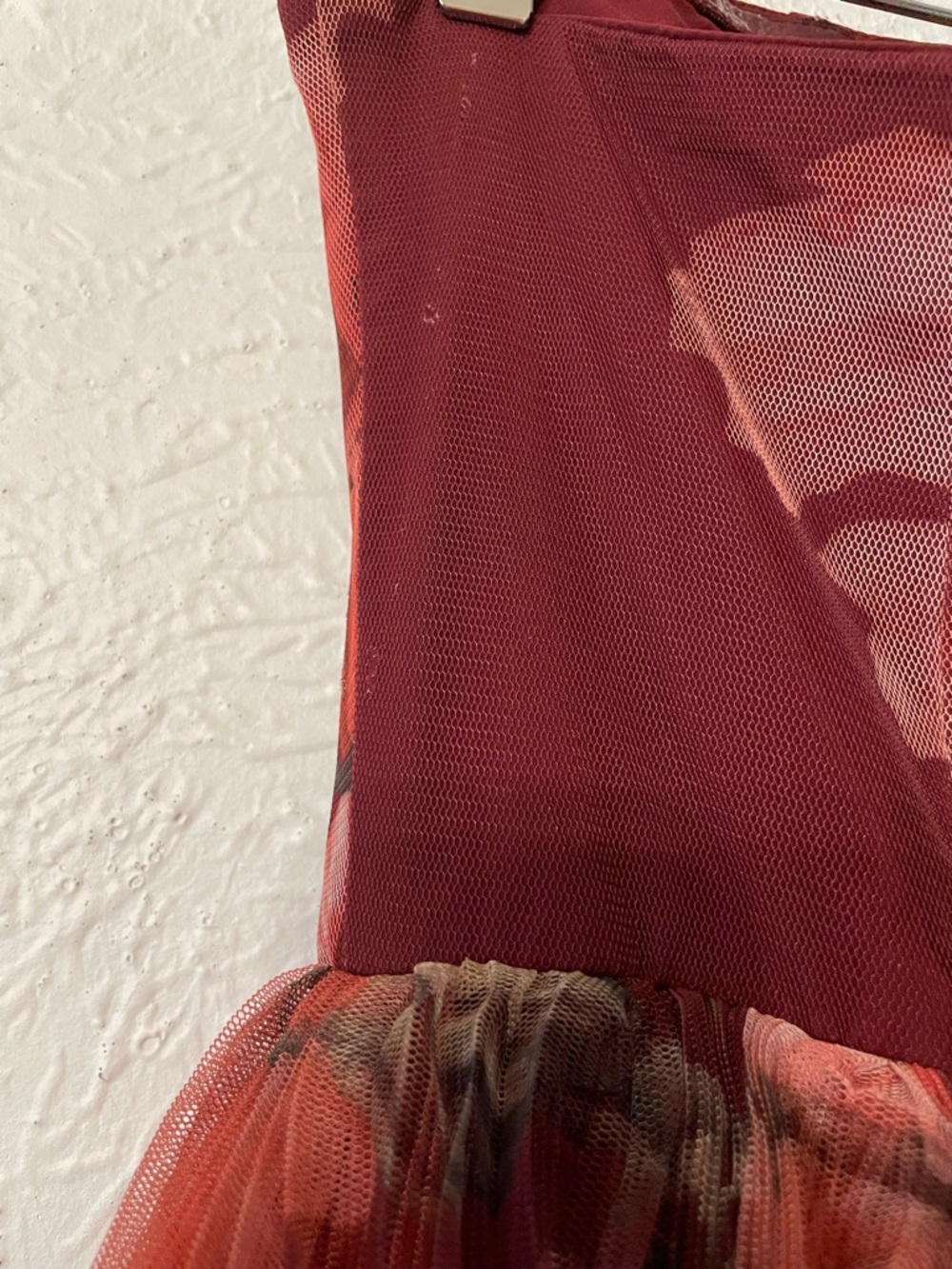 Hutch Burgundy Floral Strapless Tiered Maxi Dress Size 4 - Picture 8 of 8